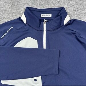 Peter Millar Pullover Mens Medium Blue Verge Performance 1/4 Zip Pocket Golf